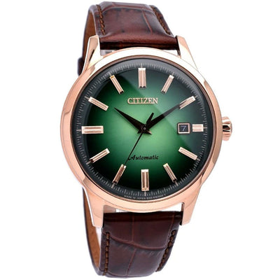 NK0002-14W Citizen Automatic Green Dial Analog 21 Jewels Leather Watch