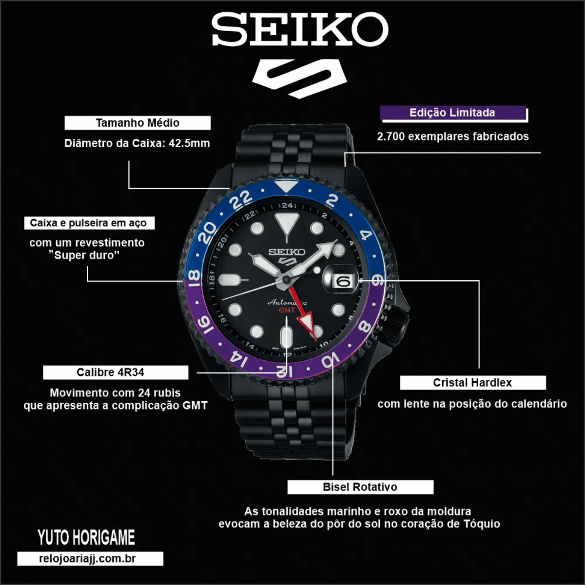 Seiko 5 Sports GMT Yuto Horigome Limited Edition SSK027 SSK027K SSK027K1