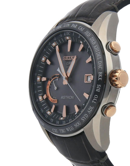 Load image into Gallery viewer, Seiko Astron GPS Solar World Time Titanium Mens Watch SSE095
