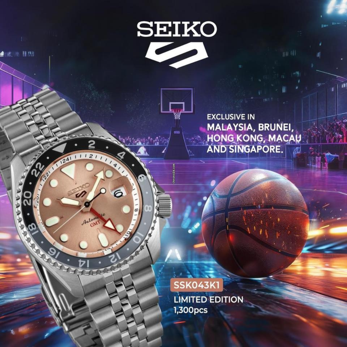 SEIKO 5 Sports GMT 'SLAM DUNK' SSK043 SSK043K SSK043K1 Thong Sia Limited Edition of 1,300 Pcs.