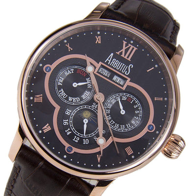 AR905RBF Arbutus Automatic Analog Leather Strap Mens Casual Watch