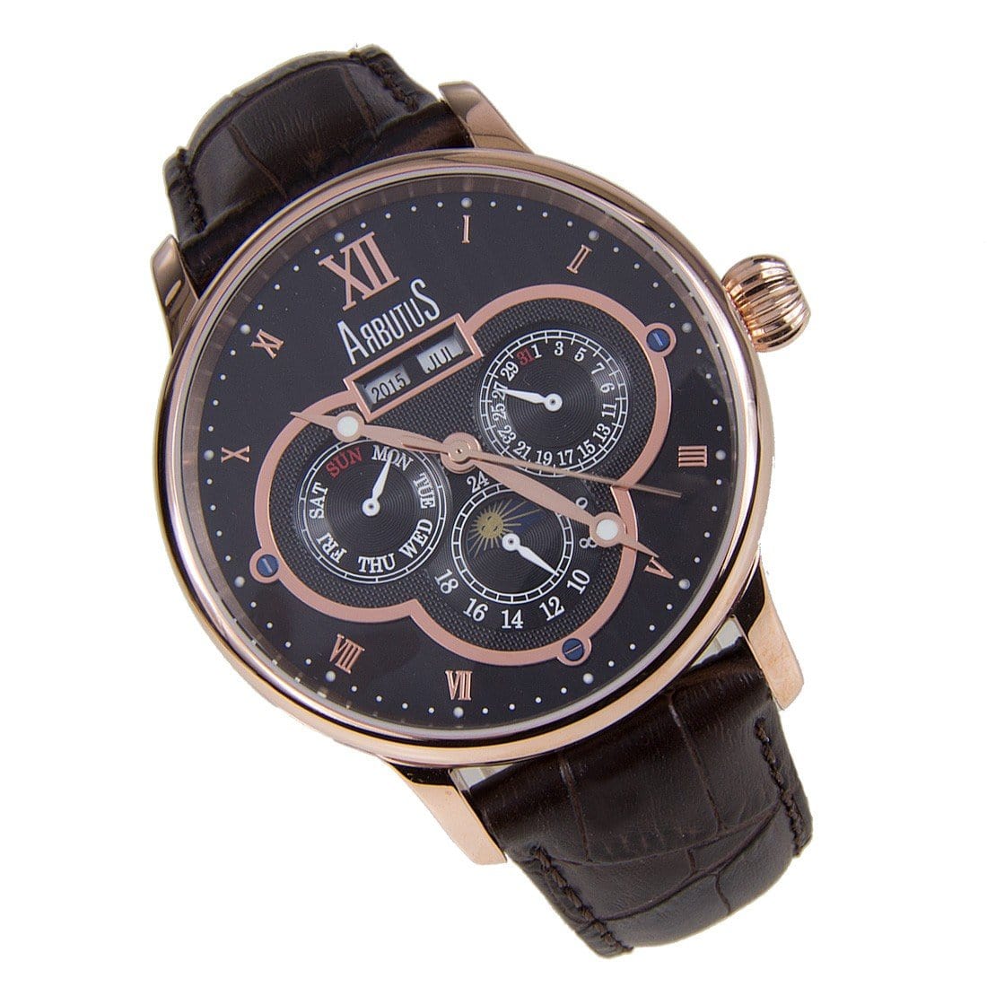 AR905RBF Arbutus Automatic Analog Leather Strap Mens Casual Watch
