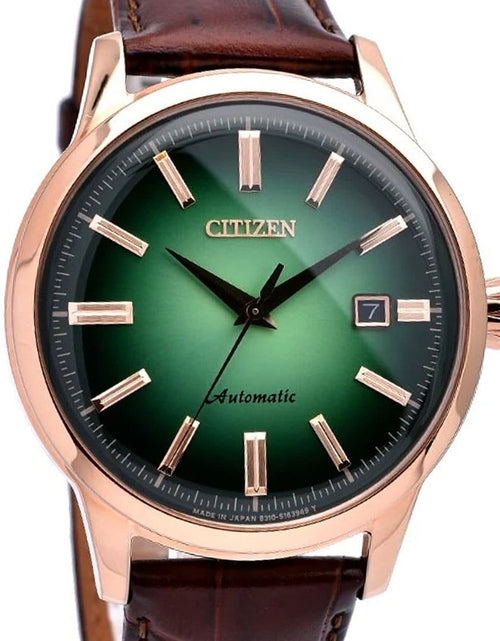 Load image into Gallery viewer, NK0002-14W Citizen Automatic Green Dial Analog 21 Jewels Leather Watch
