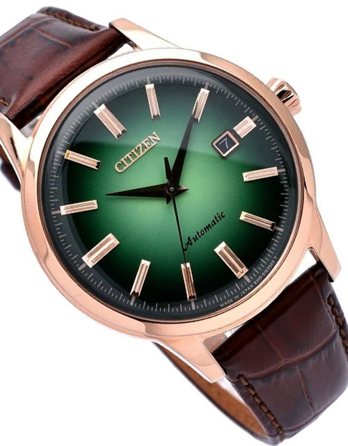 Load image into Gallery viewer, NK0002-14W Citizen Automatic Green Dial Analog 21 Jewels Leather Watch
