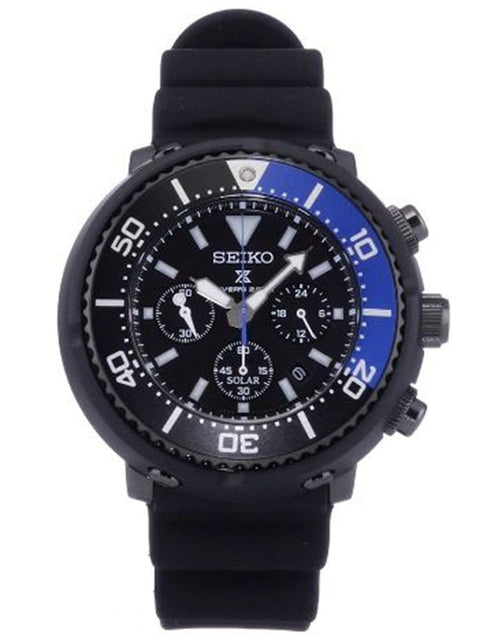Load image into Gallery viewer, SBDL045 Seiko Prospex Solar 200M Chronograph Black Dial Mens Dive Watch
