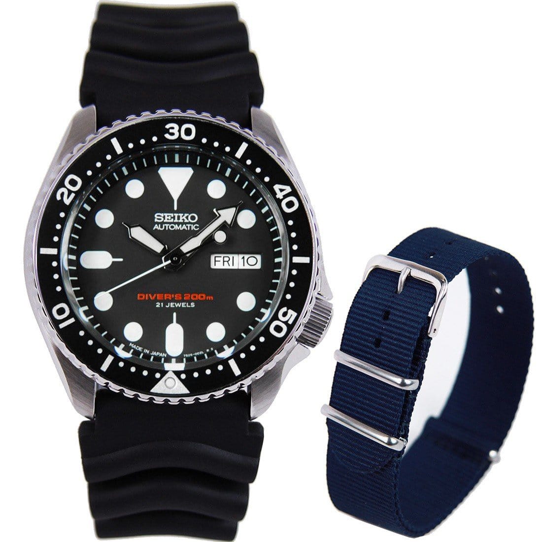 Seiko Automatic 200m Watch SKX007J SKX007J1 with Extra Nylon Bracelet