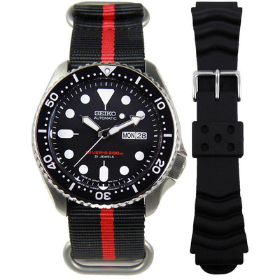 Seiko Automatic 200M Analog Mens Dive Watch with Extra Strap SKX007J SKX007J1