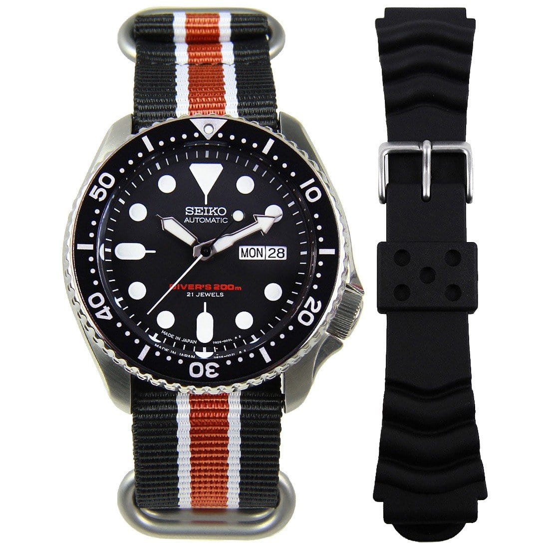 Seiko Automatic Diving Sports Watch with Extra Strap SKX007J1 SKX007J