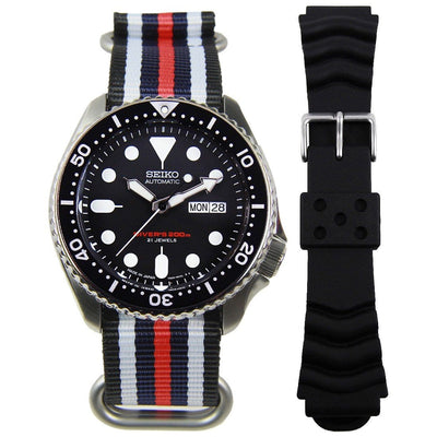 SKX007J SKX007J1 Seiko Automatic 21 Jewels Male Divers Watch with Extra Strap