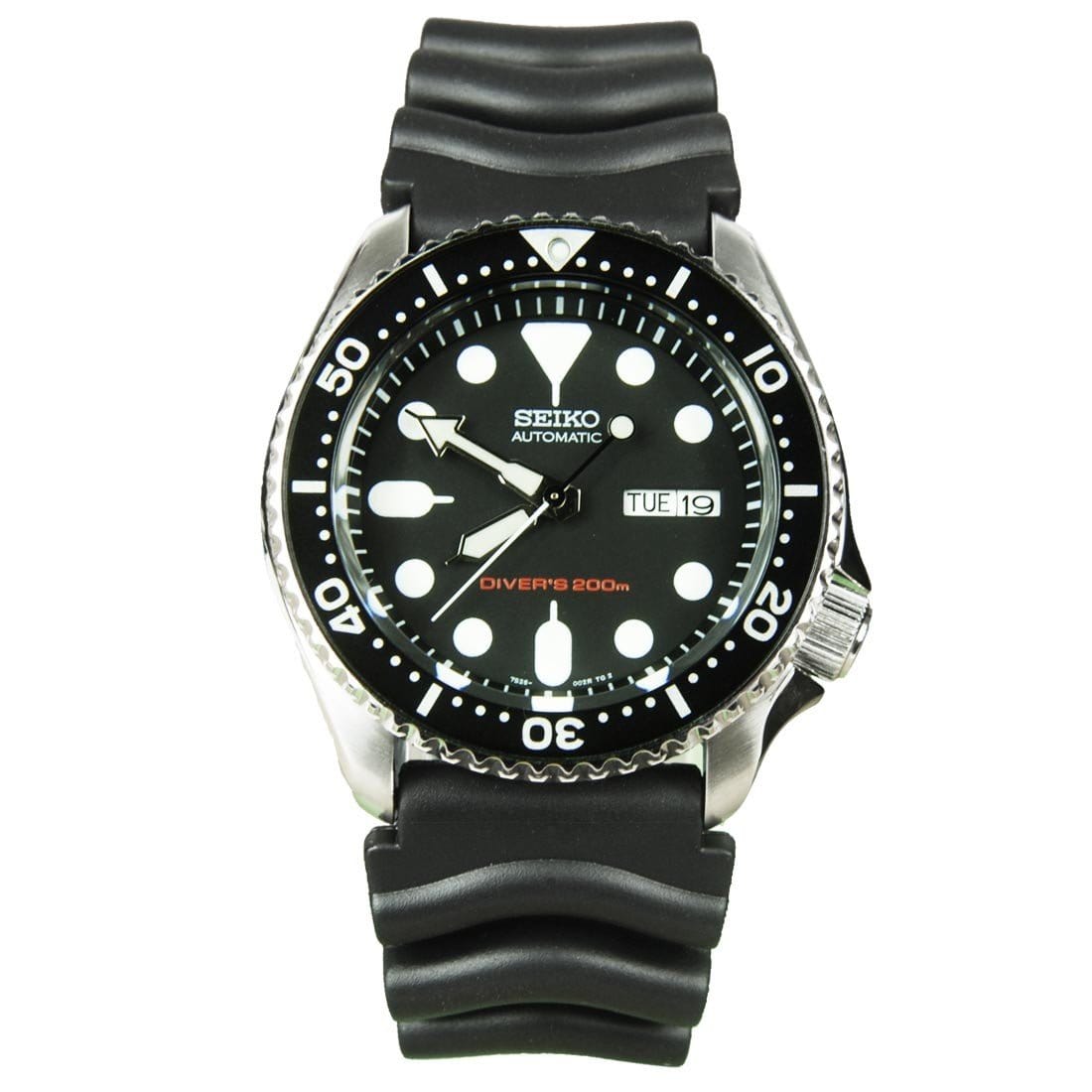 SKX007K1 SKX007K Seiko Automatic Black Dial Male Divers Watch with Extra Strap