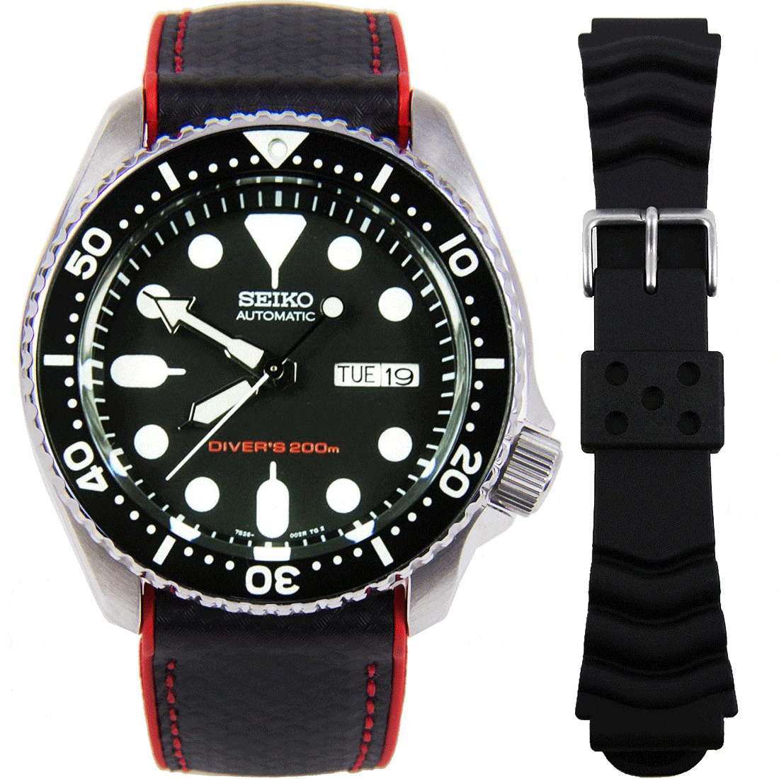 SKX007K1 SKX007 Seiko Automatic Analog Mens Dive Watch with Extra Strap