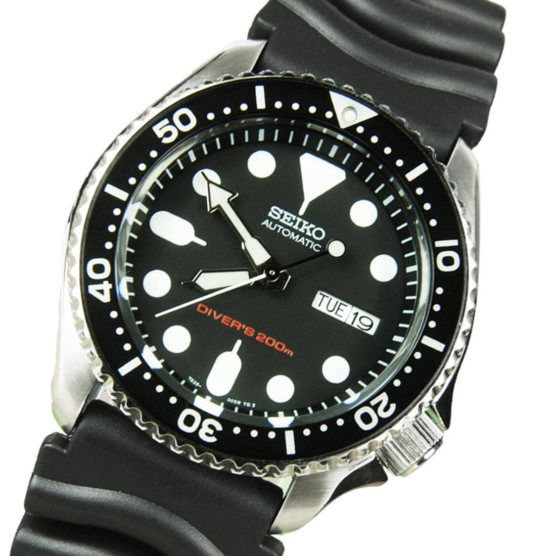 SKX007K1 SKX007K Seiko Automatic Black Dial Male Divers Watch with Extra Strap