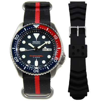 SKX009J SKX009J1 Seiko Automatic 21 Jewels Mens Dive Watch + Extra Strap