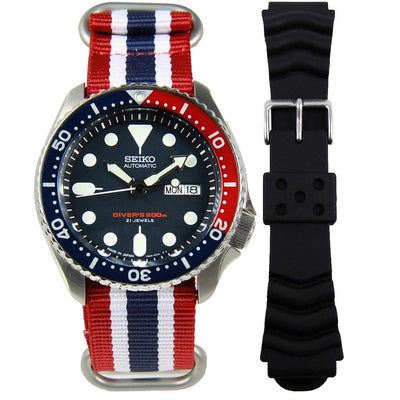 Seiko SKX009J1 SKX009J Automatic Male Divers Watch w/ Extra Strap