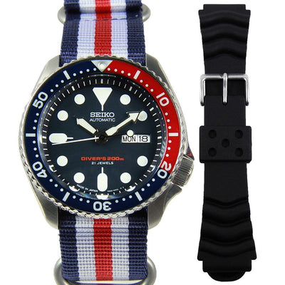 SKX009J1 SKX009J Seiko Automatic Blue Dial Male Divers Watch + Extra Strap