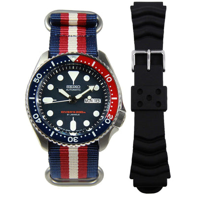 SKX009J SKX009J1 Seiko Automatic Japan Made Mens Dive Watch + Extra Strap