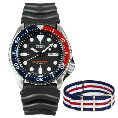 SKX009J1 SKX009J Seiko Automatic Japan Made Mens Dive Watch + Extra Nylon Strap