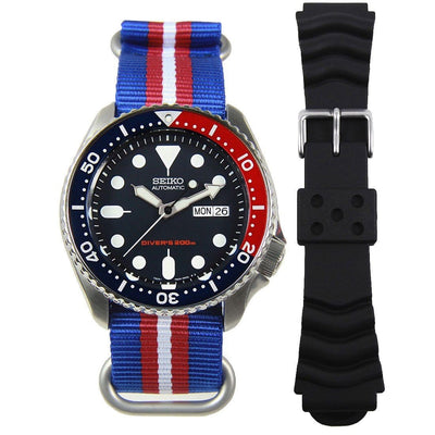 SKX009K1 SKX009K Seiko Automatic 200M Analog Male Divers Watch with Extra Strap