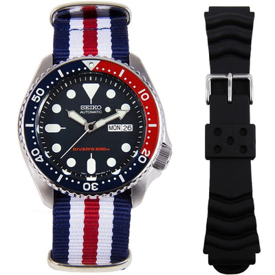 SKX009K1 SKX009 Seiko Automatic Blue Dial Mens Dive Watch with Extra Strap