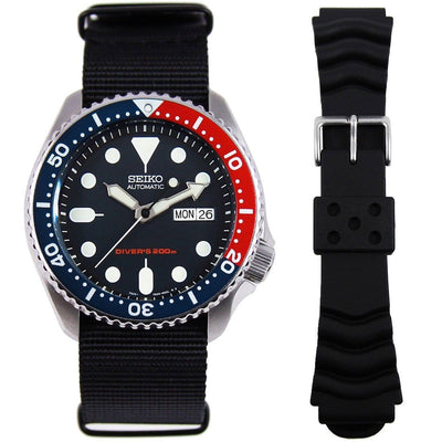 SKX009K1 SKX009K Seiko Automatic Blue Dial Male Divers Watch with Extra Strap