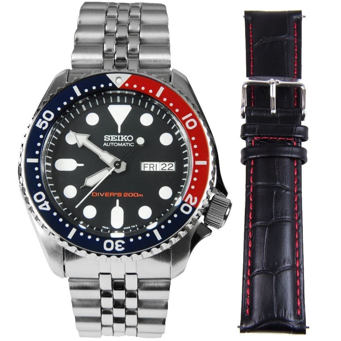 SKX009K2 Seiko Automatic Analog Mens Dive Watch with Extra Strap