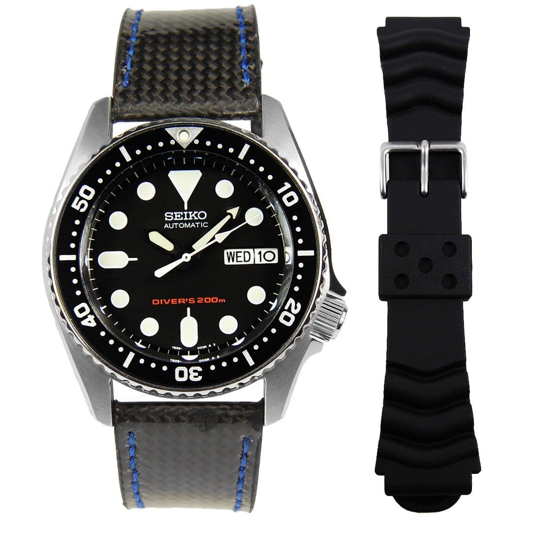 SKX013K1 SKX013K Seiko Automatic Analog Mens Dive Watch + Extra LEATHER Strap