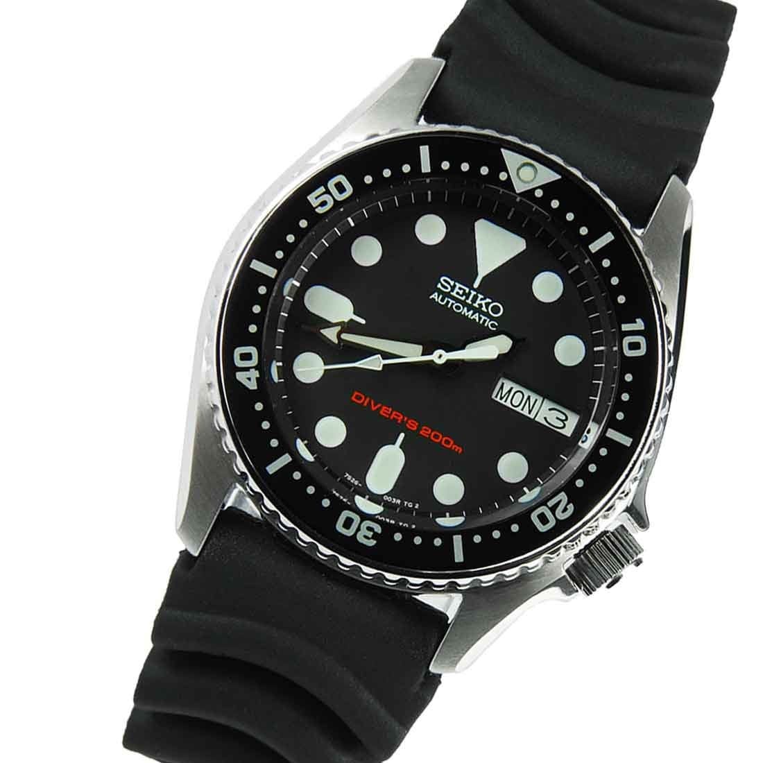 Seiko SKX013K1 SKX013K Automatic Black Dial Mens Dive Watch + Extra Leather Strap