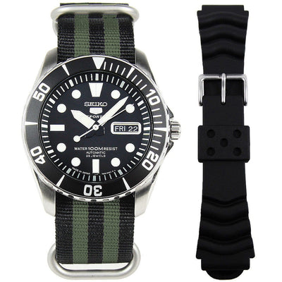Seiko 5 Sports Divers Watch SNZF17J2 SNZF17 w/ Addt'l Strap