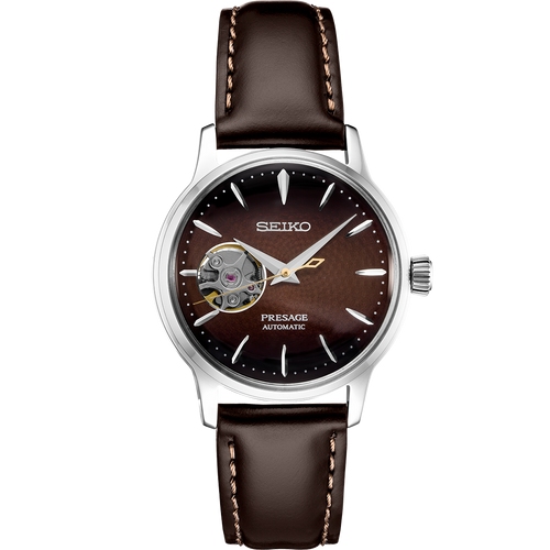 Seiko Presage SSA783  Brown Automatic Dress Ladies Watch with Open Heart