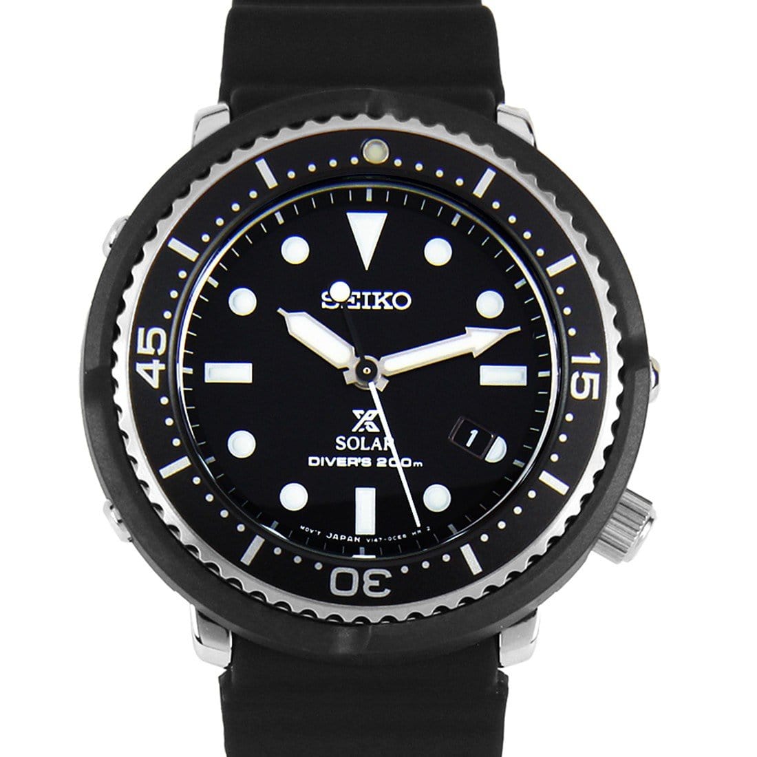 Seiko Prospex Solar 200M Black Dial Mens Divers Watch STBR007