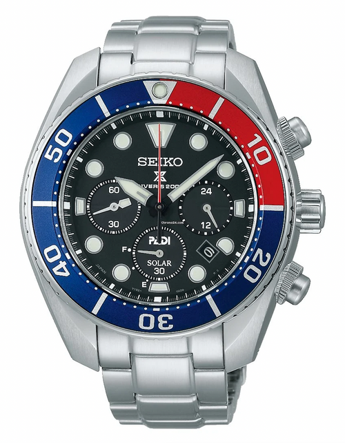 Load image into Gallery viewer, Seiko SSC795 SSC795J1 PROSPEX 2021 THE FINAL &quot;PEPSI PADI SUMO&quot; Solar Power Chronograph Watch
