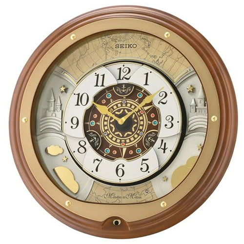 QXM381B QXM381-B Seiko Melodies in Motion Musical Round Wall Clock