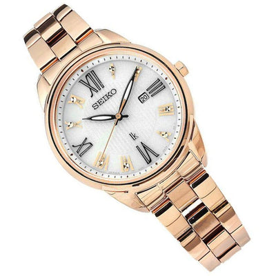 Seiko Lukia Solar Rose Gold Stainless Steel Watch SUT364J1 SUT364J SUT364